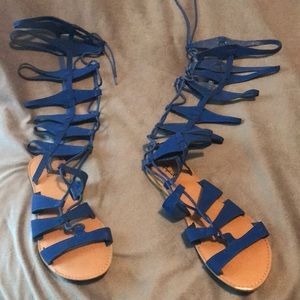 Royal blue gladiator sandals! Sz 10
